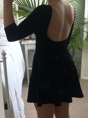 American Apparel Black Backless Skater Dress